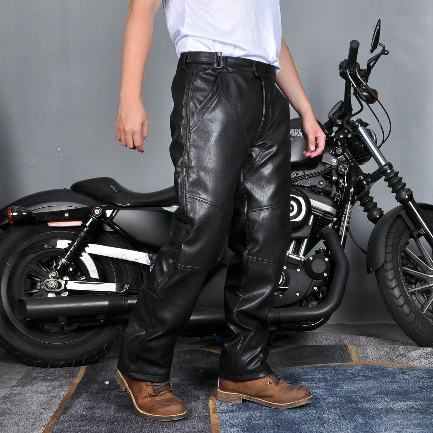 YXYMOTEFLY] 冬のバイクパンツ PUレザーオートバイライディングパンツ